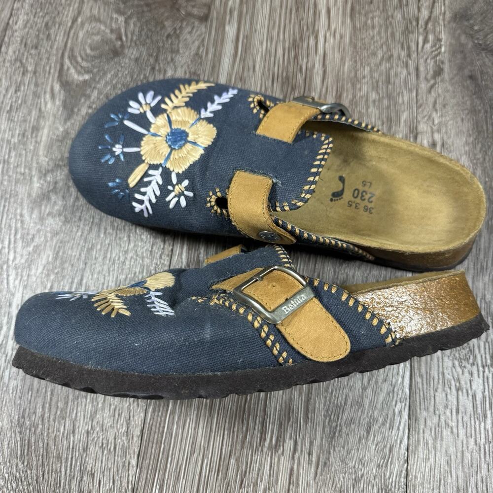 Betula by Birkenstock Floral Embroidered Canvas Clogs Mules Navy EU 36 W 5 - Picture 5 of 13